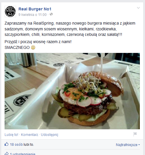Burger miesiąca Real Burger No.1 (źródło: facebook.com)